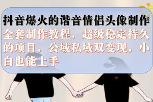（7222期）抖音爆火的谐音情侣头像制作全套制作教程，超级稳定持久，公域私域双变现-麦资源网