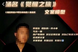 王扬名·《觉醒之旅》文案模型，​带着你用你的一件小事，对自己有意义的短视频文案-麦资源网