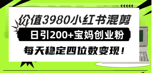 图片[1]-（7893期）价值3980小红书混剪日引200+宝妈创业粉，每天稳定四位数变现！