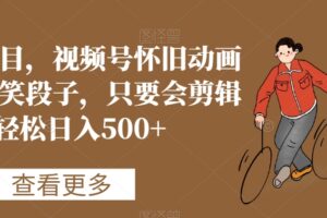 蓝海项目，视频号怀旧动画搭配搞笑段子，只要会剪辑轻松日入500+【揭秘】-麦资源网