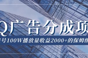 QQ广告分成项目保姆级教程，单账号100W播放量收益2000+【揭秘】-麦资源网