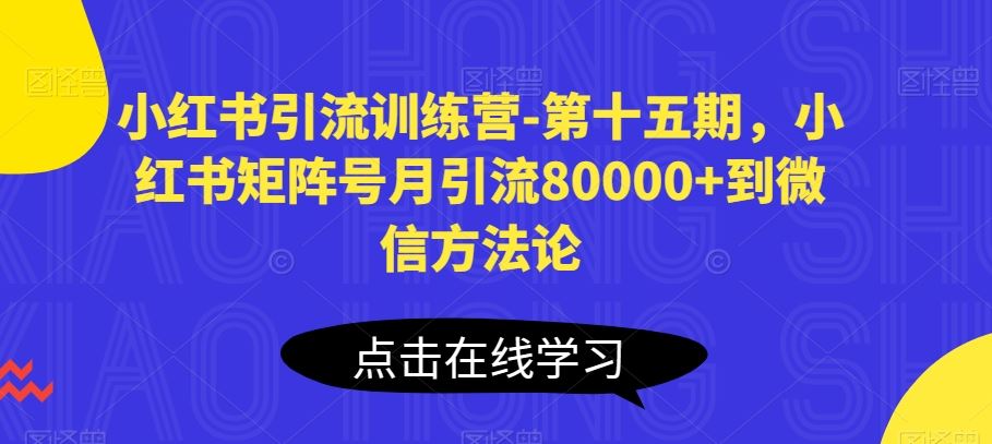 小红书引流训练营-第十五期，小红书矩阵号月引流80000+到微信方*