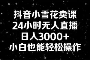 （8695期）抖音小雪花卖课，24小时无人直播，日入3000+，小白也能轻松操作-麦资源网