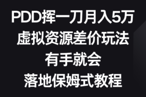 （8751期）PDD挥一刀月入5万，虚拟资源差价玩法，有手就会，落地保姆式教程-麦资源网