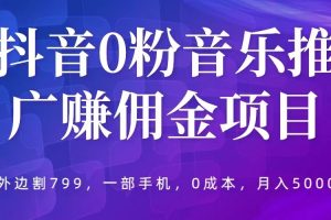 （5815期）抖音0粉音乐推广赚佣金项目，外边割799，一部手机0成本就可操作，月入5000+-麦资源网