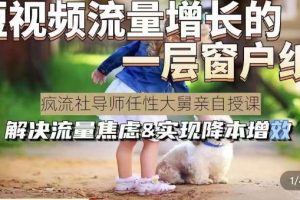 任性大舅·宠物行业短视频运营课(不讲废话)，短视频流量增长的一层窗户纸，解决流量焦虑&实现降本增效-麦资源网