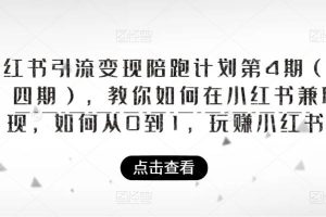 小红书引流变现陪跑计划|第4期，教你如何在小红书兼职变现，如何从0到1，玩赚小红书-麦资源网