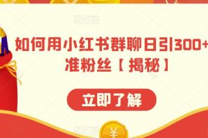 如何用小红书群聊日引300+精准粉丝【揭秘】-麦资源网