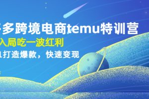 (4622期)拼多多跨境电商temu特训营:先入局吃一波红利,从0到1打造爆款,快速变现-麦资源网