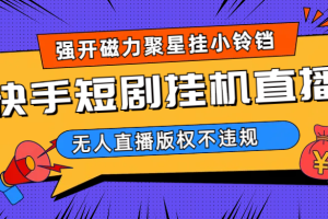 （6825期）快手短剧无人直播强开磁力聚星挂小铃铛（教程+素材）-麦资源网