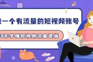 做一个有流量的短视频账号，3天学懂短视频流量逻辑（10节课）-麦资源网