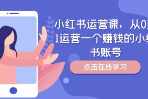 小红书运营课，从0到1运营一个赚钱的小红书账号-麦资源网