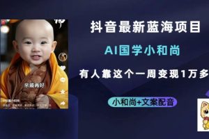 抖音最新蓝海项目，AI国学小和尚，有人一周变现1万多【揭秘】-麦资源网