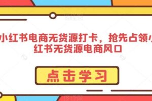 小红书电商无货源打卡，抢先占领小红书无货源电商风口-麦资源网