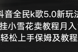 （9021期）抖音全民k歌5.0新玩法，直播挂小雪花卖教程月入10万，小白轻松上手，保…-麦资源网