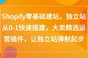 Shopify零基础建站，独立站从0-1快速搭建，大卖精选运营插件，让独立站弹射起步-麦资源网