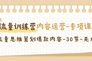 流量训练营之内容运营专项课，用流量思维策划爆款内容（30节课）-麦资源网