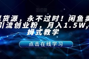 虚拟货源,永不过时!闲鱼卖网课引流创业粉,月入1.5W,保姆式教学【揭秘】-麦资源网