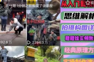 东方糖糖妹抖音短视频全套实战课思维+拍摄+剪辑+运营，从入门到精通-麦资源网