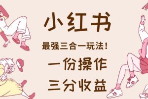 小红书最强三合一玩法，一份操作获得三份收益！【揭秘】-麦资源网