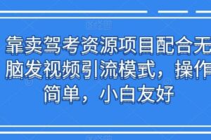 靠卖驾考资源项目配合无脑发视频引流模式，操作简单，小白友好【揭秘】-麦资源网