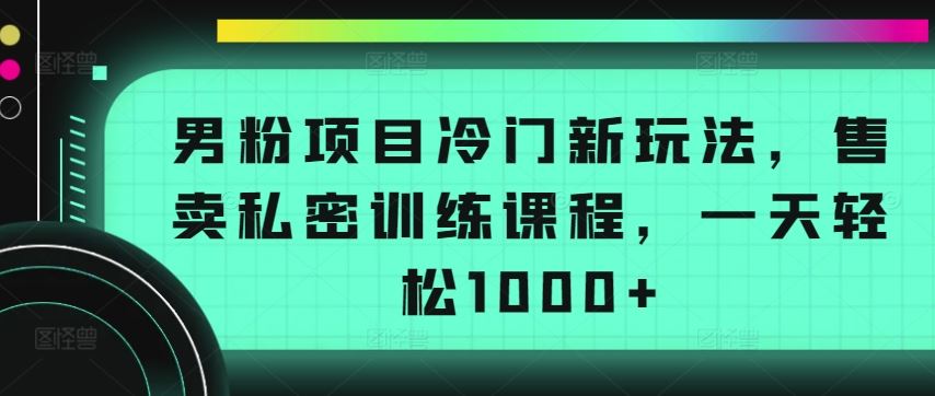 男粉项目冷门新玩法，售卖*训练课程，一天轻松1000+【揭秘】