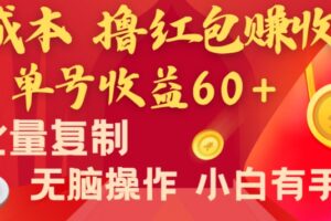 全新平台，0成本撸红包赚收益，单号收益60+，可批量复制，无脑操作，小白有手就行【揭秘】-麦资源网