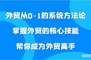 外贸从0-1的系统方法论，掌握外贸的核心技能，帮你成为外贸高手-麦资源网