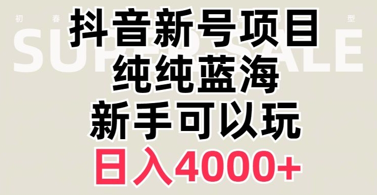 抖音蓝海赛道，*是新账号，日入4000+【揭秘】