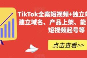 TikTok全案短视频+独立站，包括：建立域名、产品上架、能自主从0-1短视频起号等-麦资源网