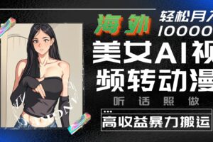 海外美女AI视频转动漫，高收益暴力搬运，听话照做，轻松月入10000+-麦资源网