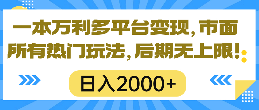 图片[1]-（10311期）一本万利多平台变现，市面所有热门玩法，日入2000+，后期无上限！