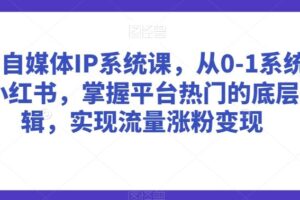 美学自媒体IP系统课，从0-1系统学习小红书，掌握平台热门的底层逻辑，实现流量涨粉变现-麦资源网