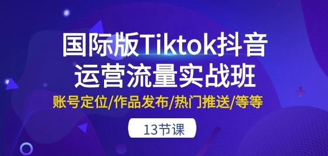 国际版Tiktok抖音运营流量实战班：账号*/作品发布/热门推送/等等-13节