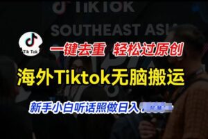 海外Tiktok短视频无脑搬运，一键去重轻松过原创，新手小白听话照做日入几张【揭秘】-麦资源网