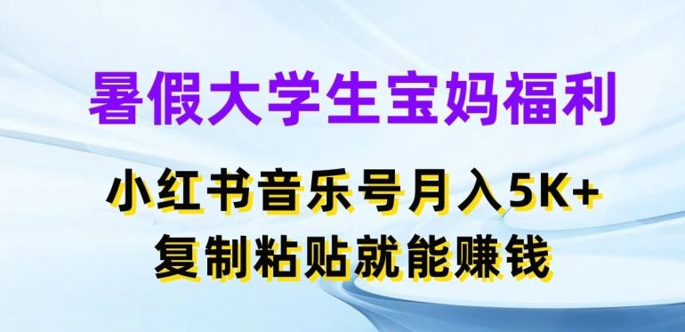 暑假大学生宝妈福利，小红书音乐号月入5000+，复制粘贴就*【揭秘】