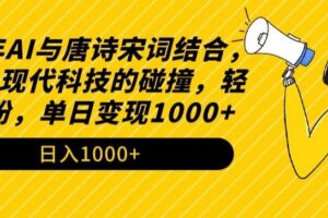 2024年AI与唐诗宋词结合，传统与现代科技的碰撞，轻松涨粉，单日变现1000+【揭秘】-麦资源网
