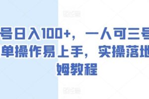 单号日入100+，一人可三号，简单操作易上手，实操落地保姆教程【揭秘】-麦资源网