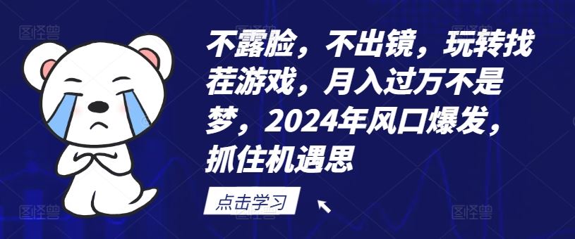 不露脸，不出镜，玩转找茬游戏，月入过万不是梦，2024年风*发，抓住机遇【揭秘】