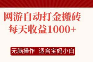 (12082期)网游自动打金搬砖项目,每天收益1000+,无脑操作-麦资源网