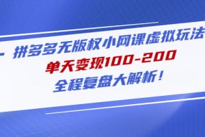 (4861期)拼多多无版权小网课虚拟玩法,单天变现100-200,全程复盘大解析!-麦资源网