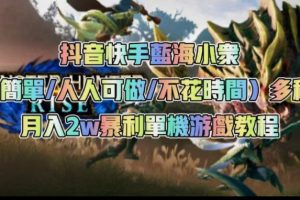 抖音快手蓝海小众（操作简单人人可做不花时间）多种变现月入2w＋暴利单机游戏教程-麦资源网