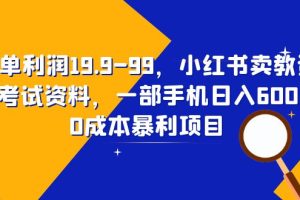 （6495期）一单利润19.9-99，小红书卖教资考试资料，一部手机日入600（教程+资料）-麦资源网