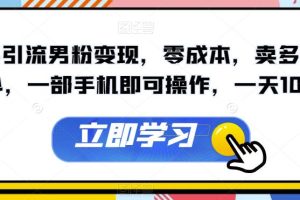 快手引流男粉变现，零成本，卖多少赚多少，一部手机即可操作，一天1000+【揭秘】-麦资源网