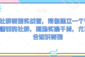 社群变现实战营，帮你建立一个可以赚钱的社群，落地实操干货，尤其适合知识变现-麦资源网