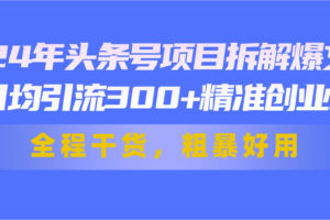 （11397期）24年头条号项目拆解爆文，日均引流300+精准创业粉，全程干货，粗暴好用-麦资源网