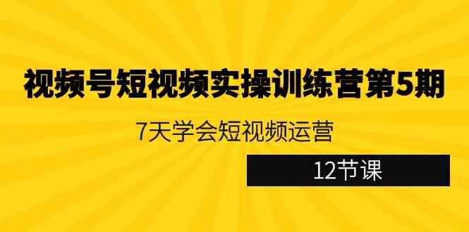 图片[1]-（9029期）视频号短视频实操训练营第5期：7天学会短视频运营（12节课）