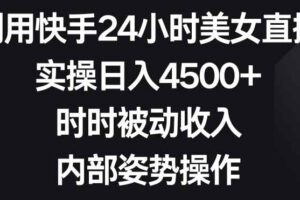 利用快手24小时美女直播，实操日入4500+，时时被动收入，内部姿势操作【揭秘】-麦资源网