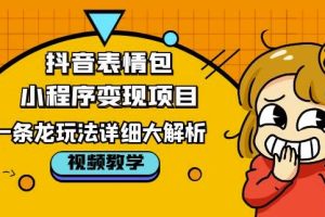 抖音表情包小程序变现项目，一条龙玩法详细大解析，视频版学习！-麦资源网