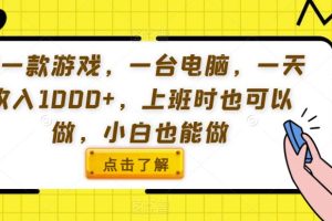 用一款游戏，一台电脑，一天收入1000+，上班时也可以做，小白也能做【揭秘】-麦资源网